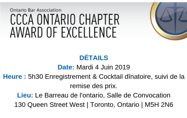 CCCA Ontario chapter award of excellence