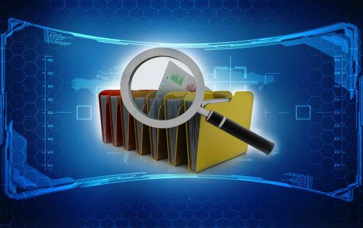 A magnifying glass pointing to digital document processing explained at-a-glance